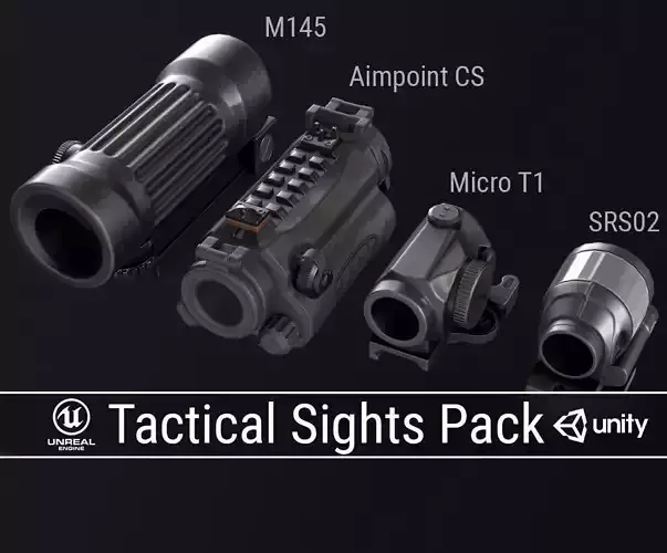 PBR Tactical Sights Pack Low-poly 3D model