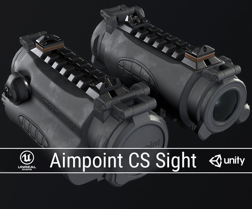 PBR Tactical Sights Pack Low-poly 3D model_1
