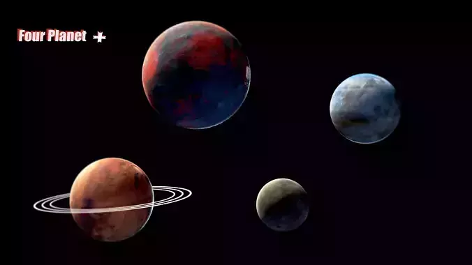 Planet mini pack Low-poly 3D model