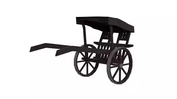 Rickshaw Wooden Cart with Cover Low-poly 3D model
