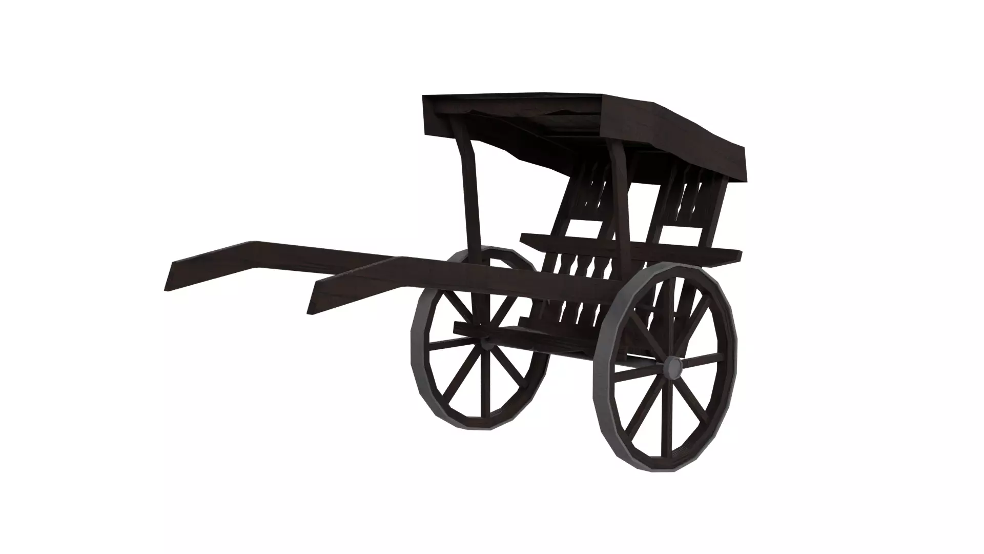 Rickshaw Wooden Cart with Cover Low-poly 3D model