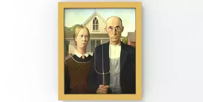 American Gothic painting by Grant Wood for 3D printing 3D print model