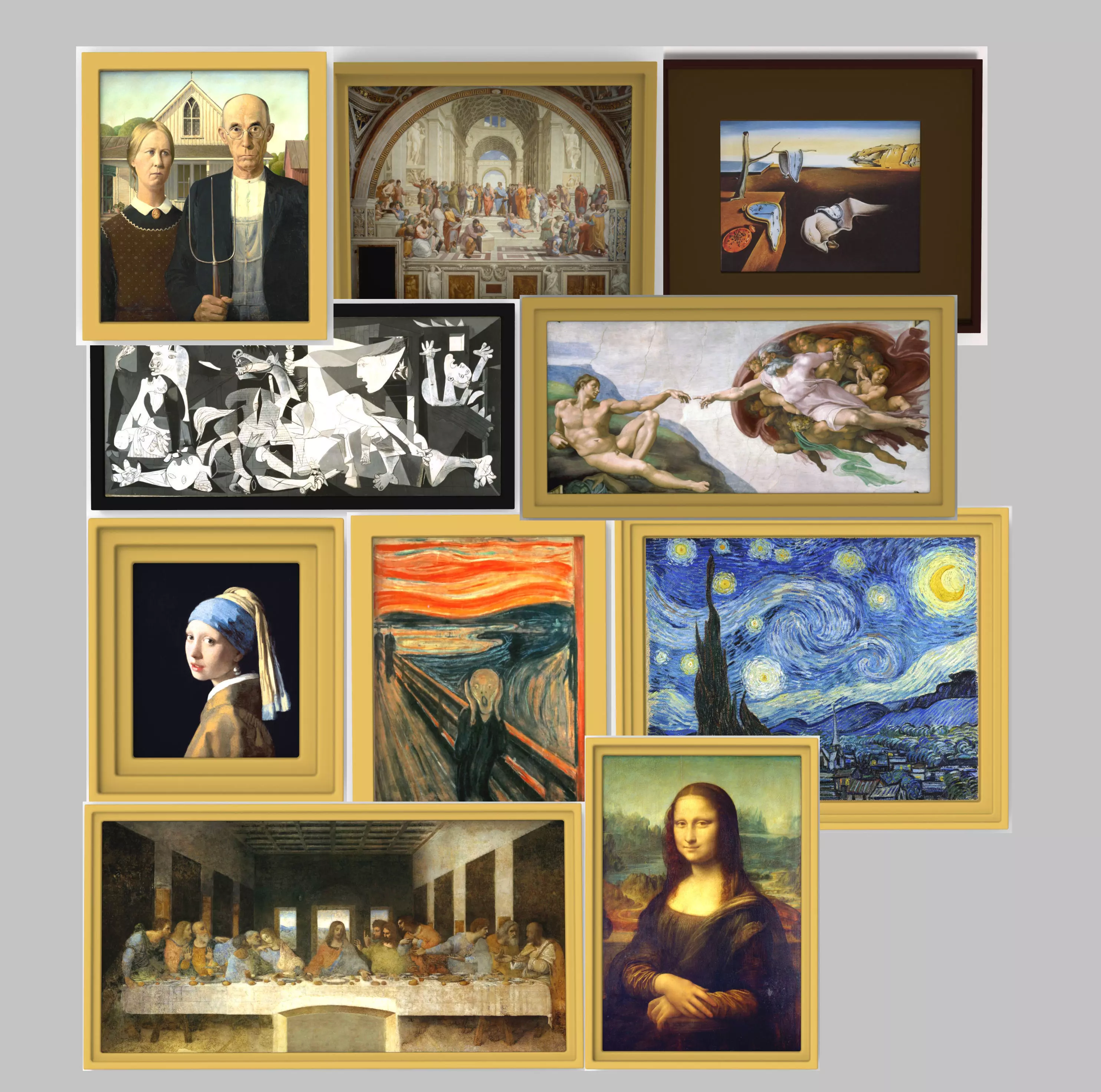 Famous paintings pack for 3D printing 3D print model