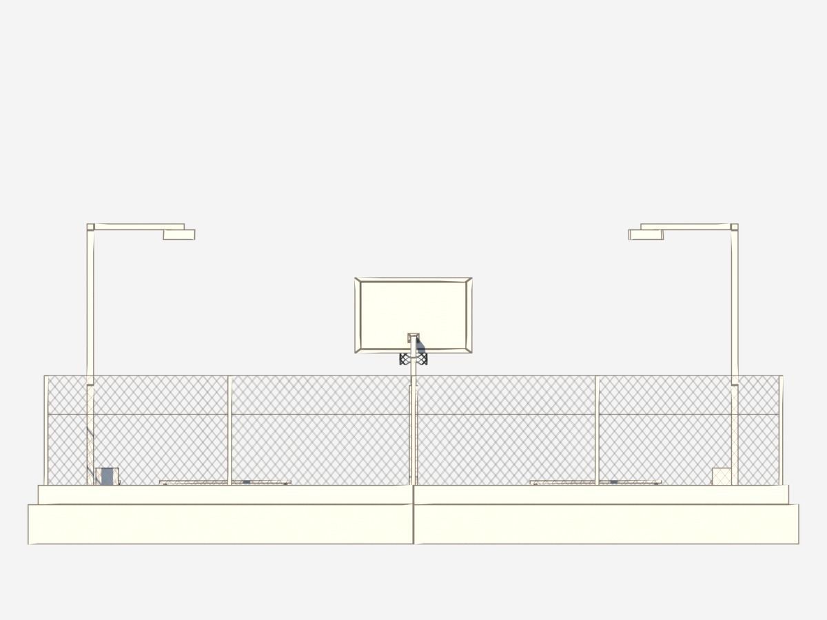 Cartoon Low Poly Basketball Court Low-poly 3D model_9