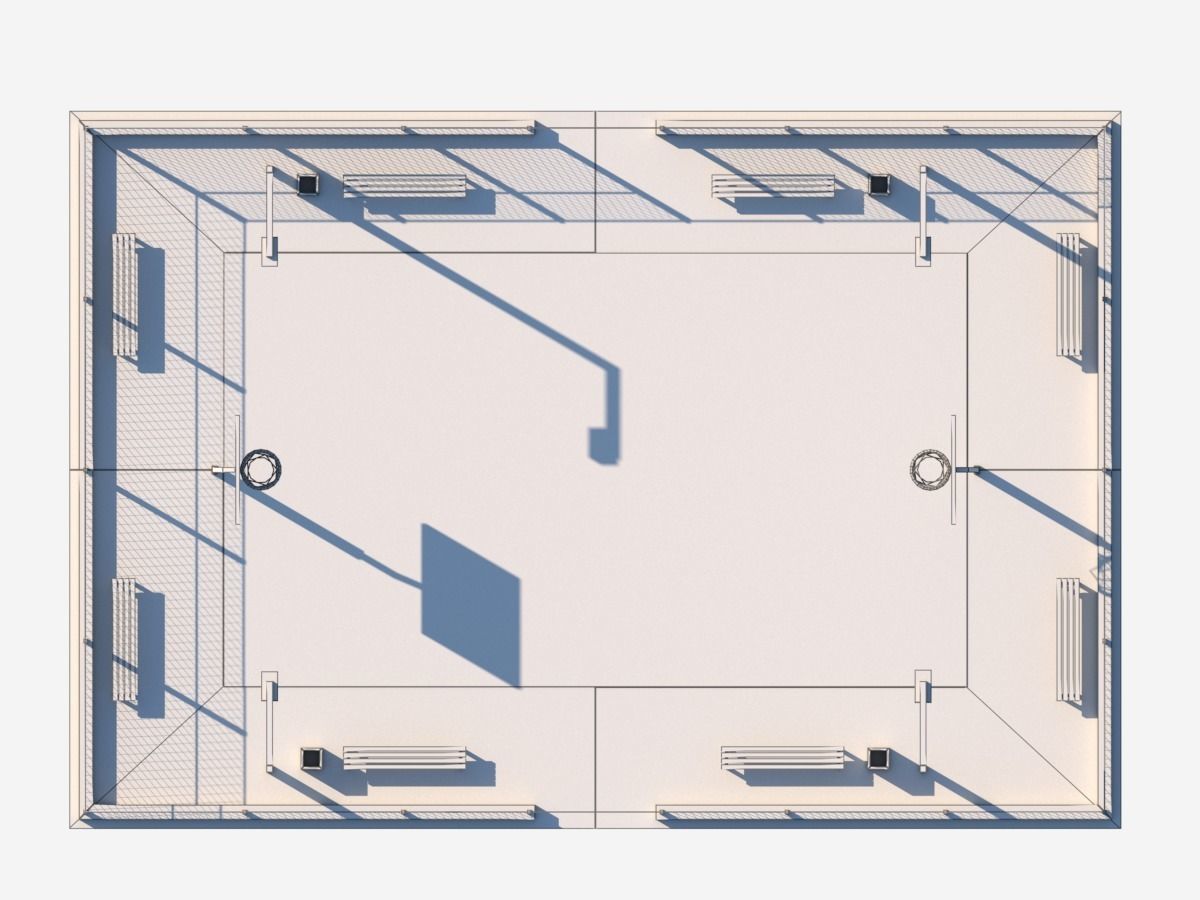 Cartoon Low Poly Basketball Court Low-poly 3D model_5