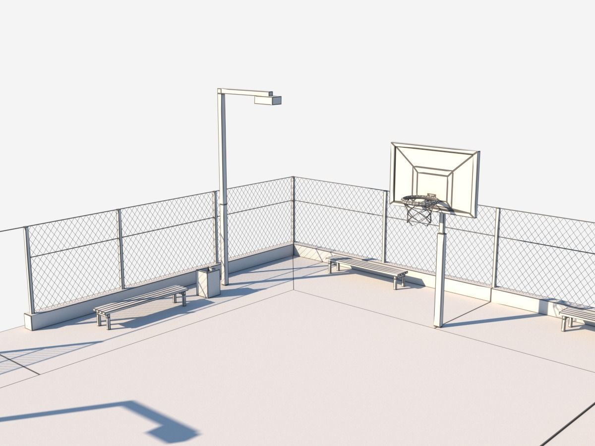 Cartoon Low Poly Basketball Court Low-poly 3D model_3