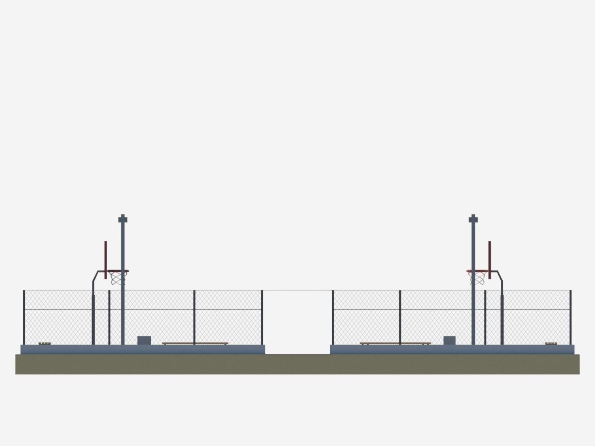 Cartoon Low Poly Basketball Court Low-poly 3D model_6