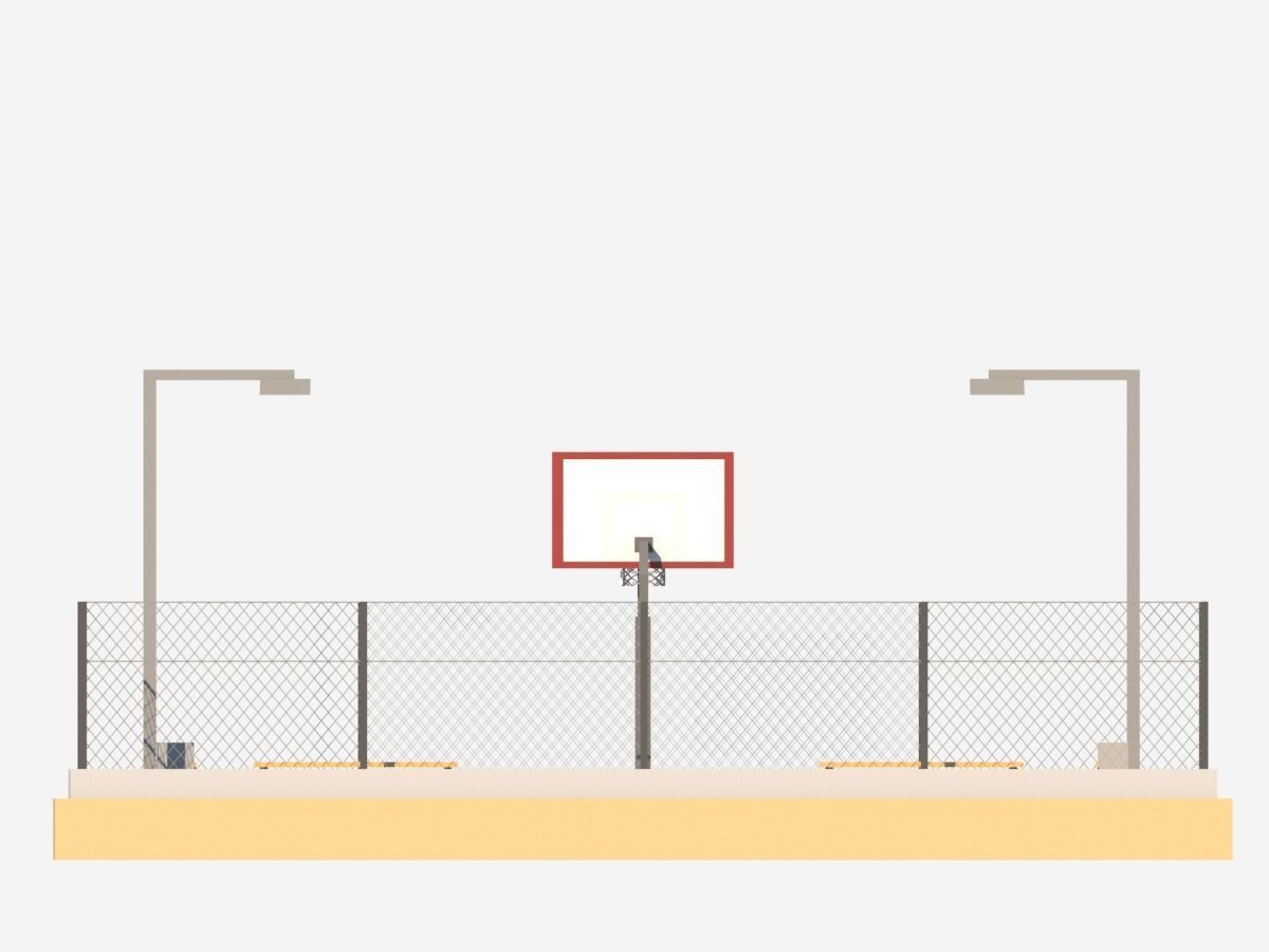Cartoon Low Poly Basketball Court Low-poly 3D model_8