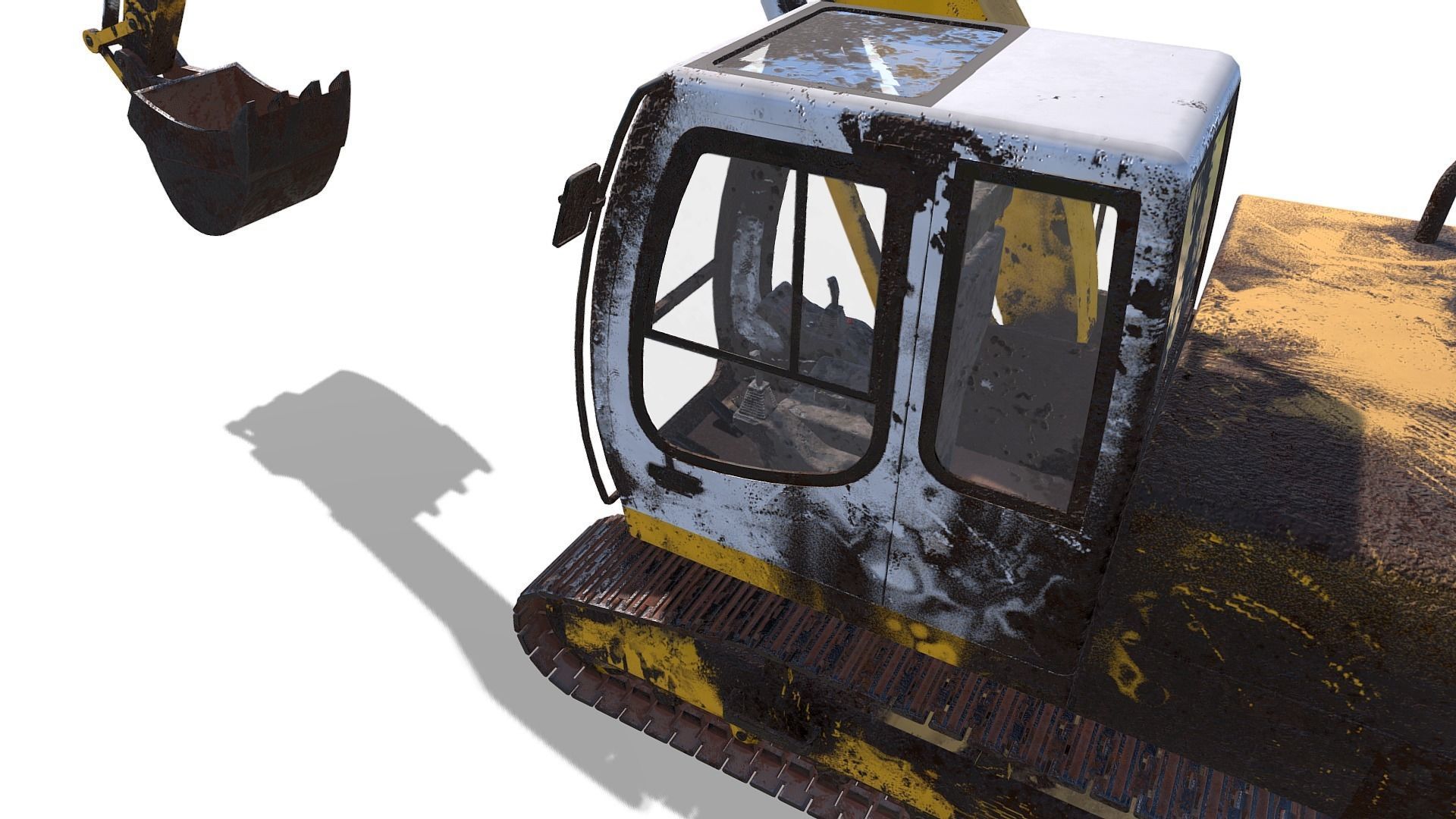 Digger excavator Low-poly 3D model_9