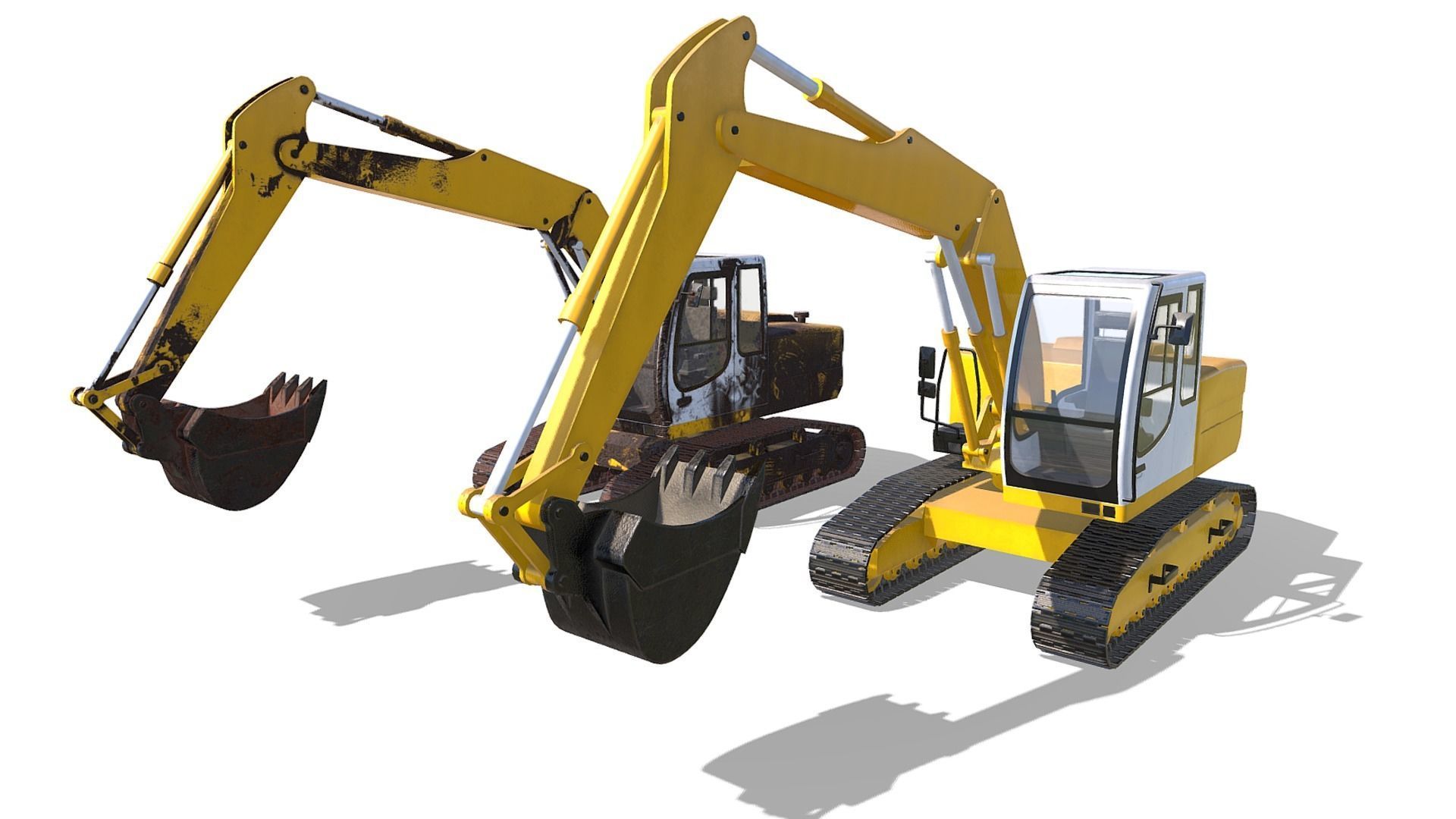 Digger excavator Low-poly 3D model_5