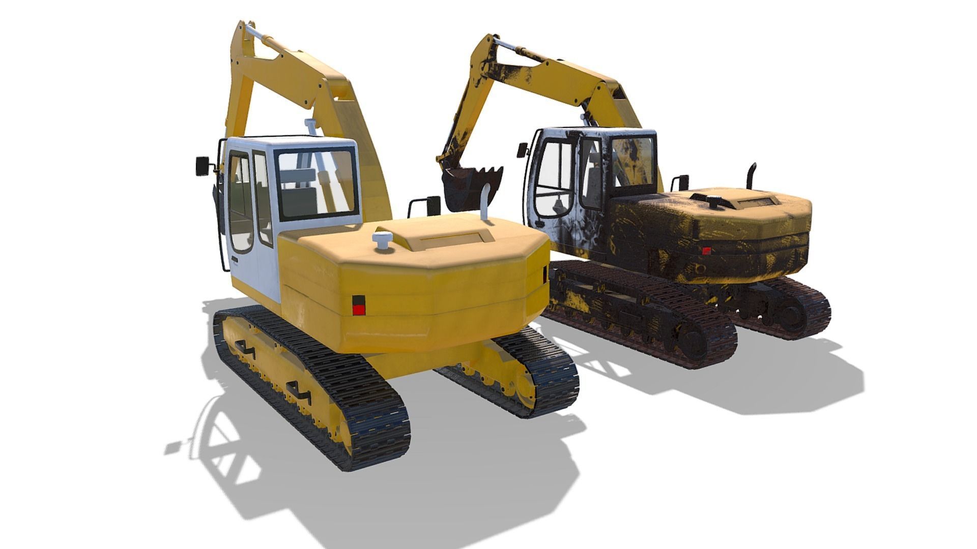 Digger excavator Low-poly 3D model_7