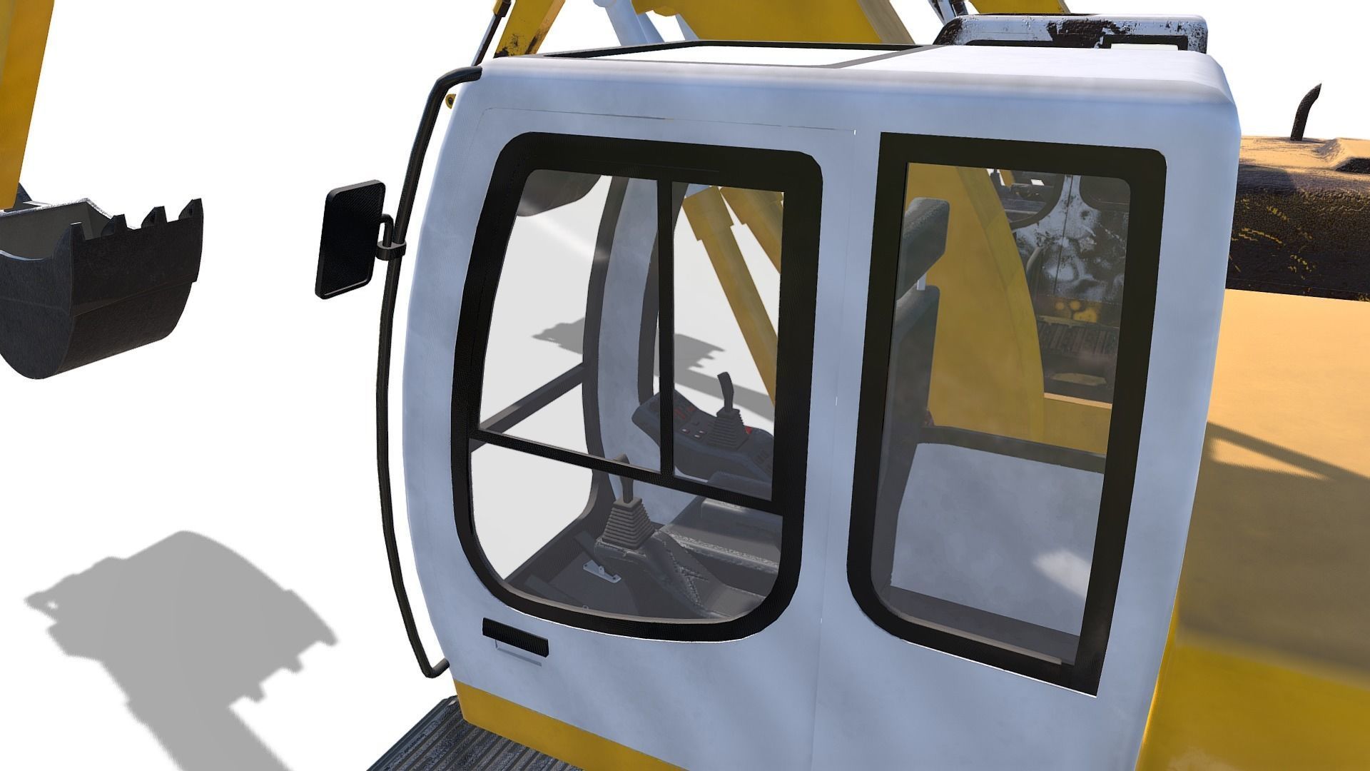 Digger excavator Low-poly 3D model_8