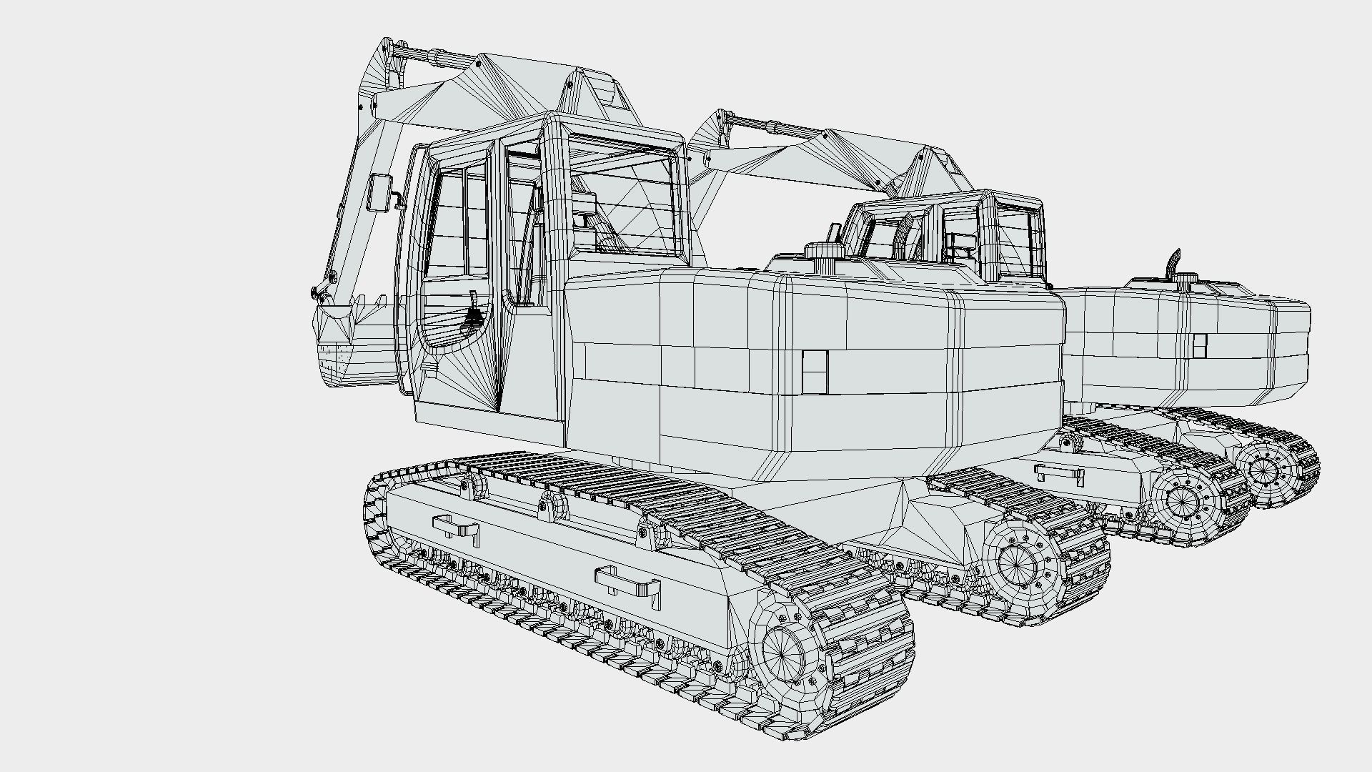 Digger excavator Low-poly 3D model_11