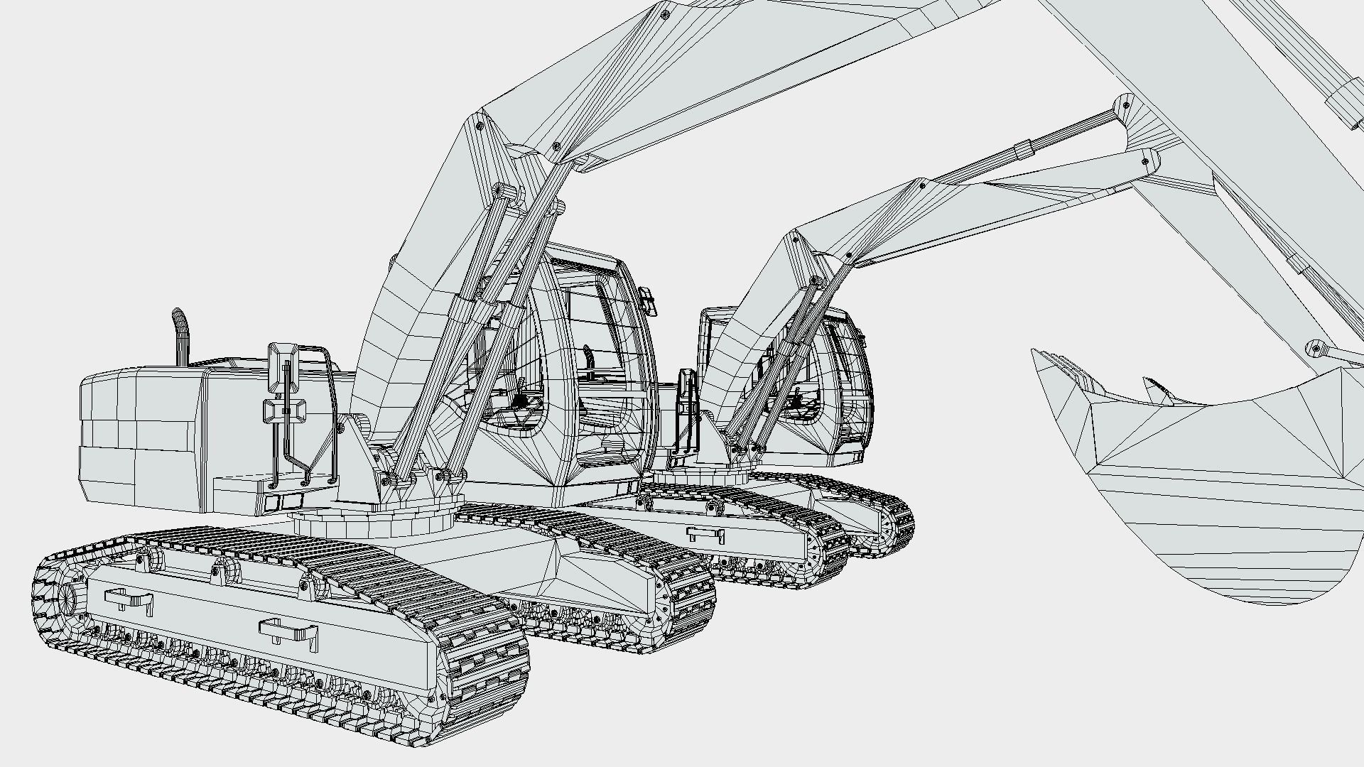 Digger excavator Low-poly 3D model_10