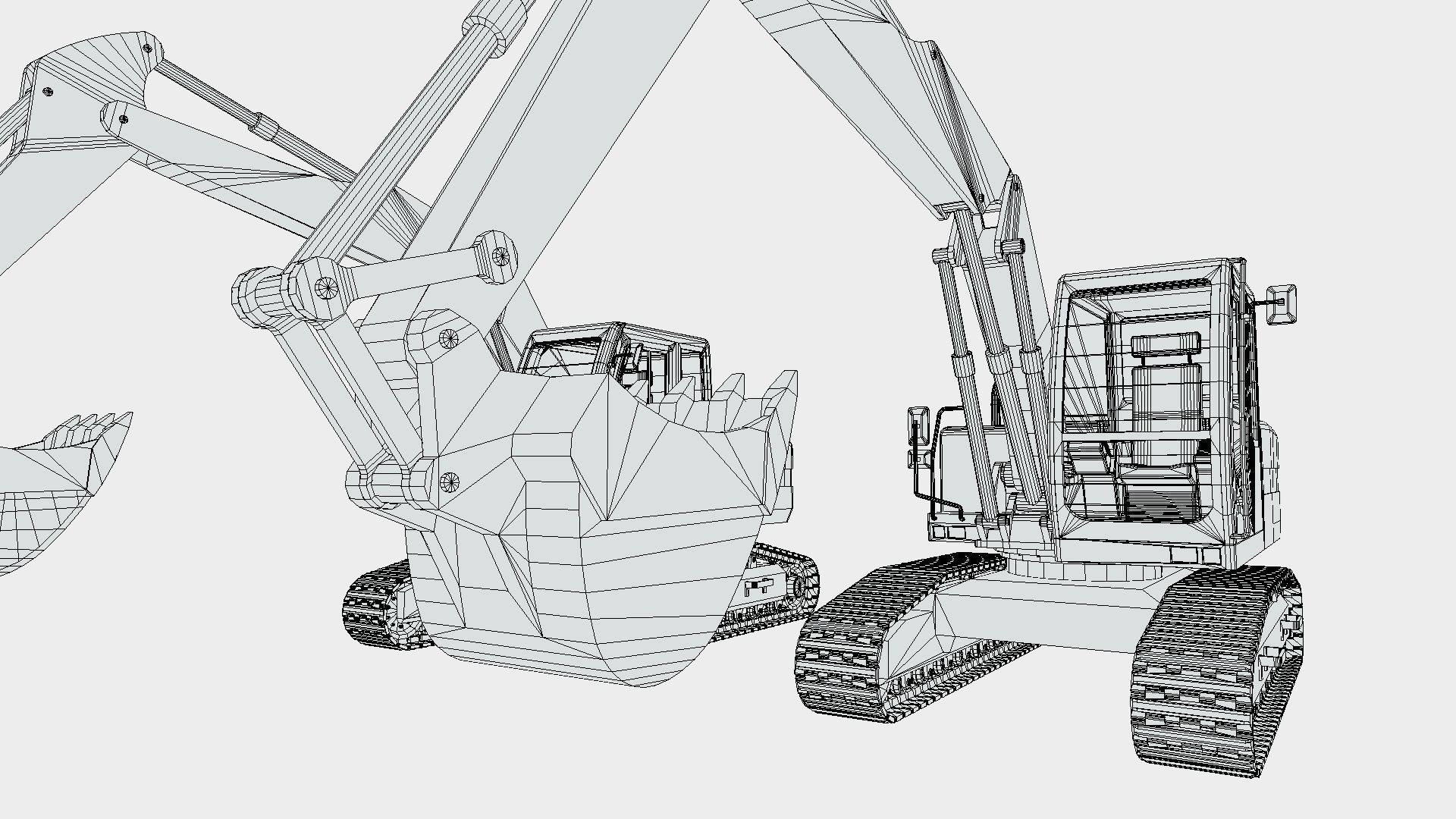 Digger excavator Low-poly 3D model_12