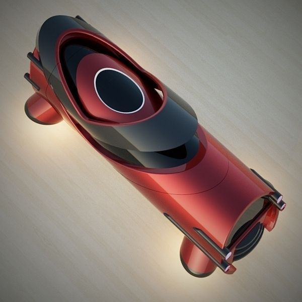 Hover tube futuristic vehicle 3D model_9
