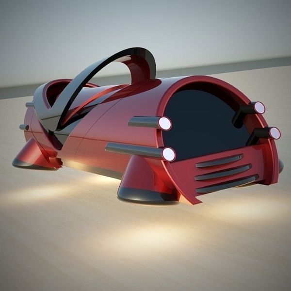 Hover tube futuristic vehicle 3D model_1