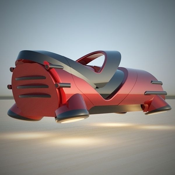 Hover tube futuristic vehicle 3D model_7