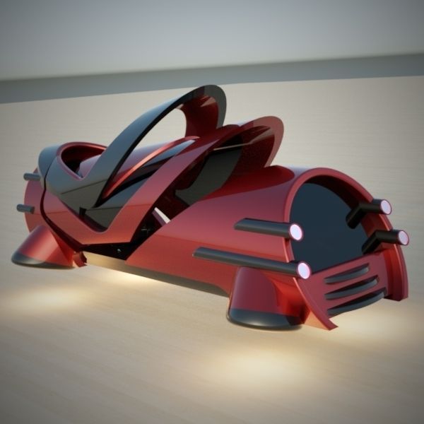 Hover tube futuristic vehicle 3D model_4