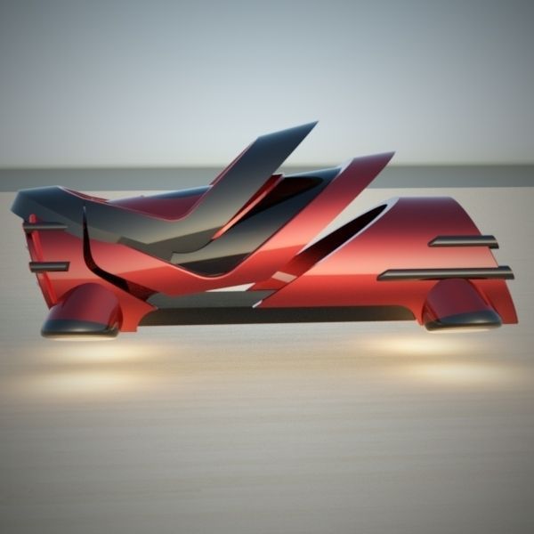 Hover tube futuristic vehicle 3D model_5