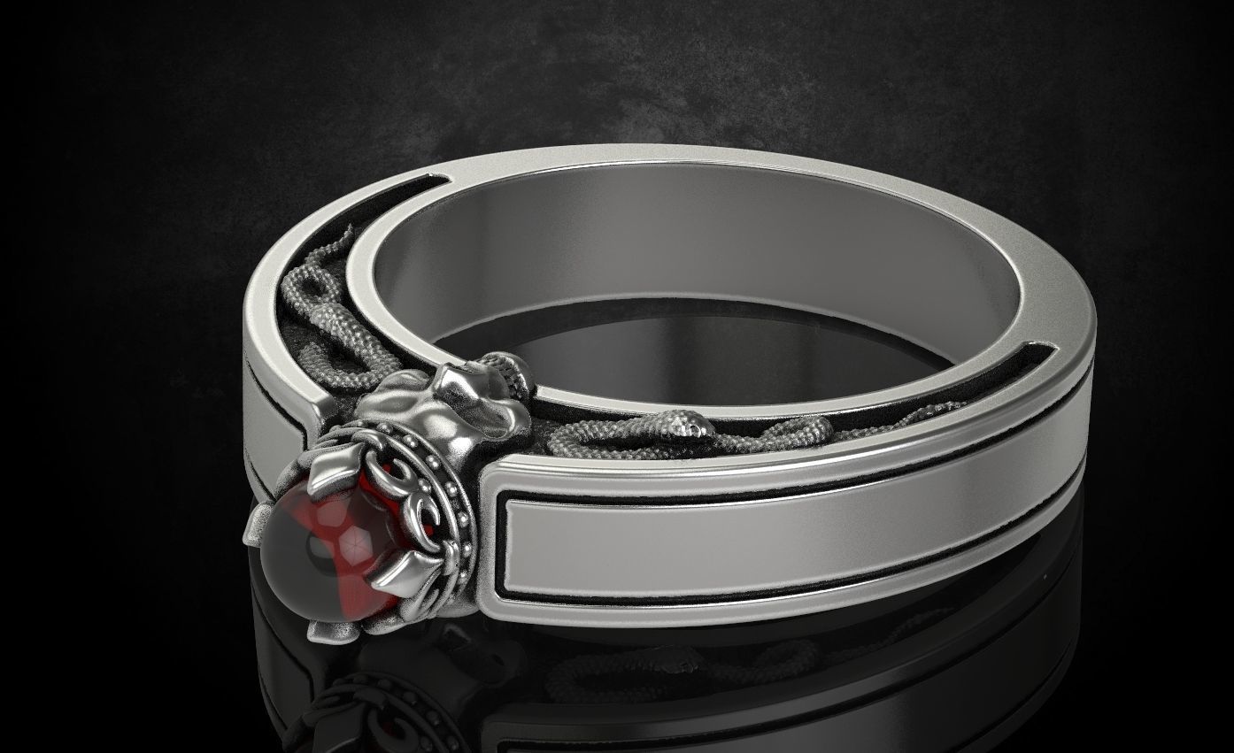 An engagement ring with a skull and a crown 312 3D print model_10