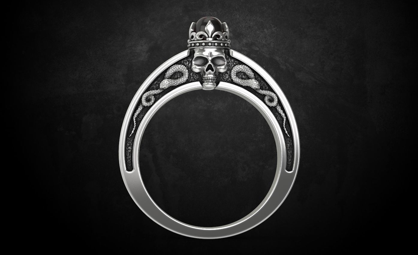 An engagement ring with a skull and a crown 312 3D print model_17