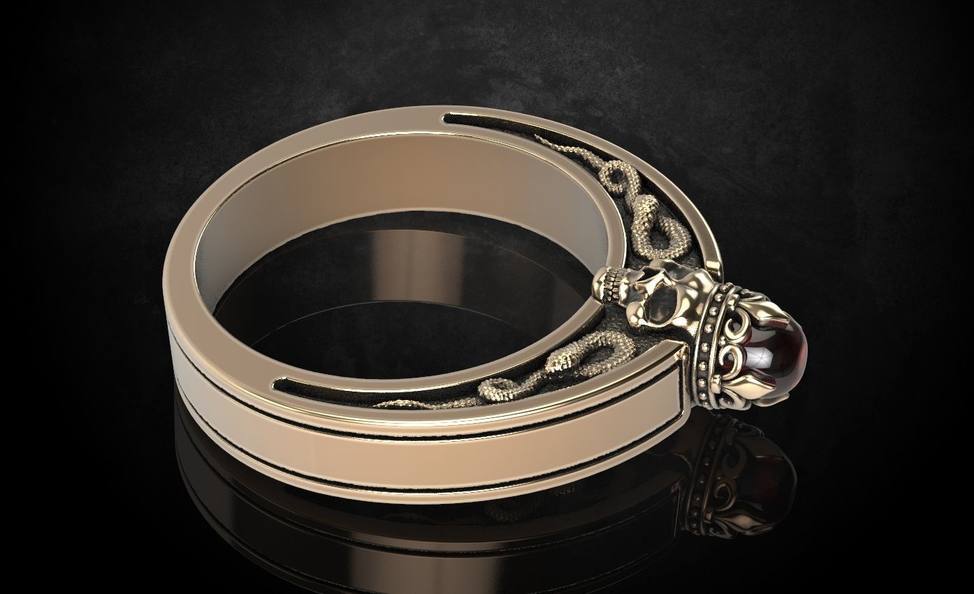 An engagement ring with a skull and a crown 312 3D print model_13