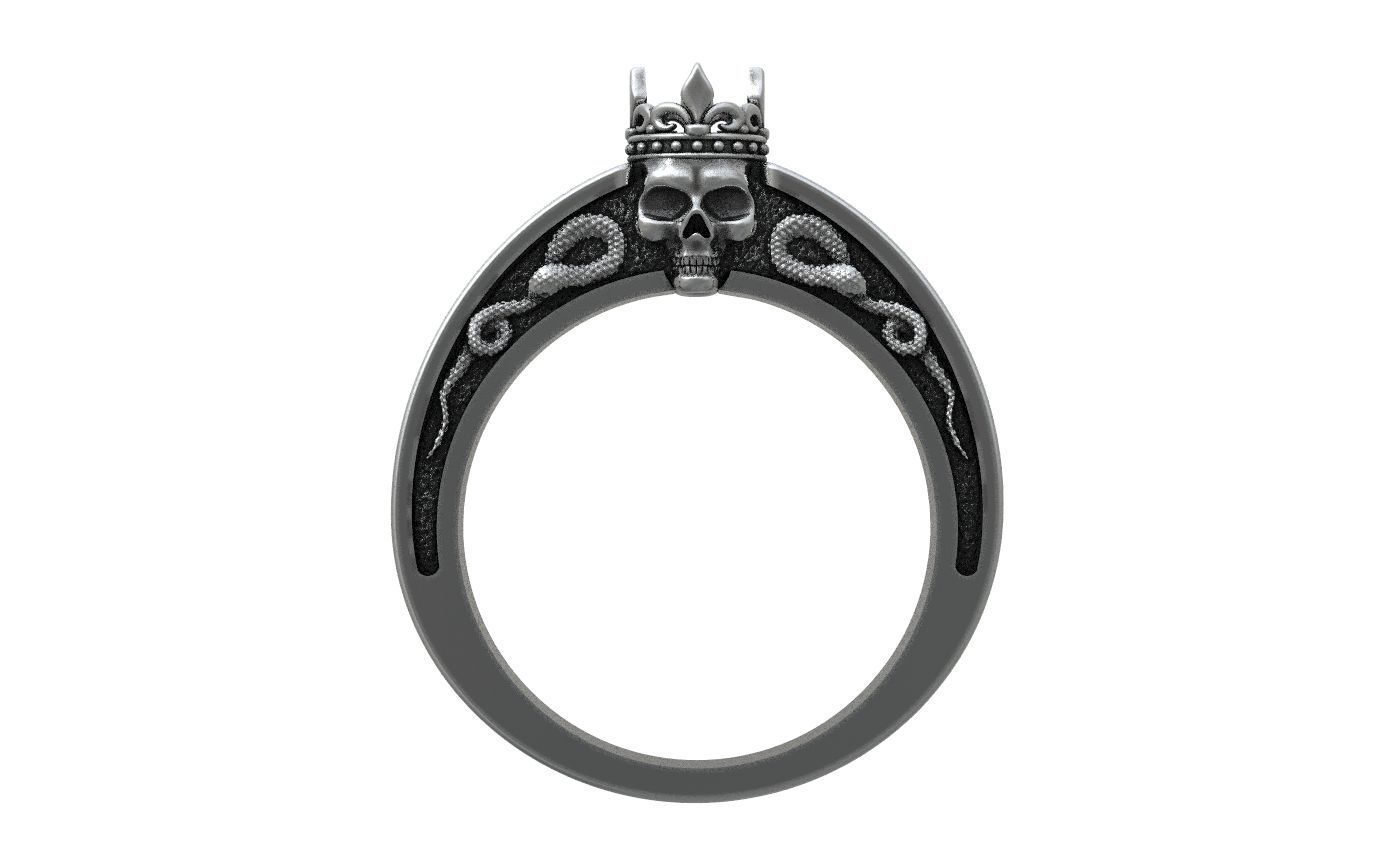 An engagement ring with a skull and a crown 312 3D print model_23