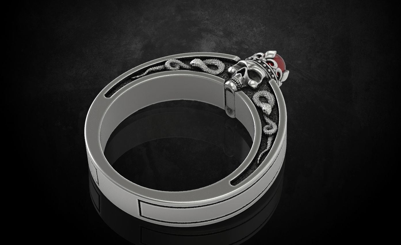 An engagement ring with a skull and a crown 312 3D print model_15