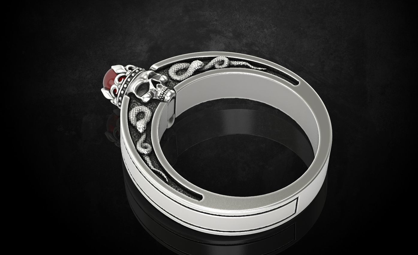 An engagement ring with a skull and a crown 312 3D print model_5