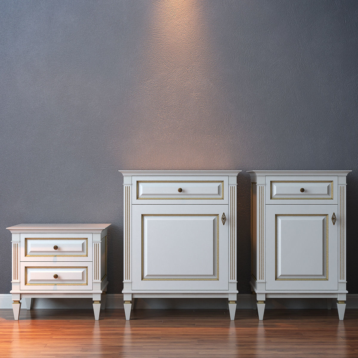 Cara Hardwood Bed table-drawer 3D model_1