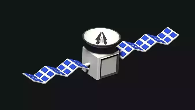 Low Poly Satellite lamp with lines Low-poly 3D model