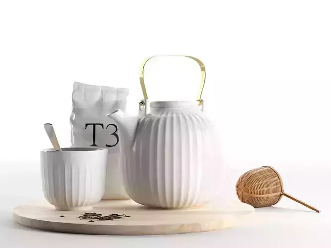 Hammershoi Tea Set with Bamboo Strainer