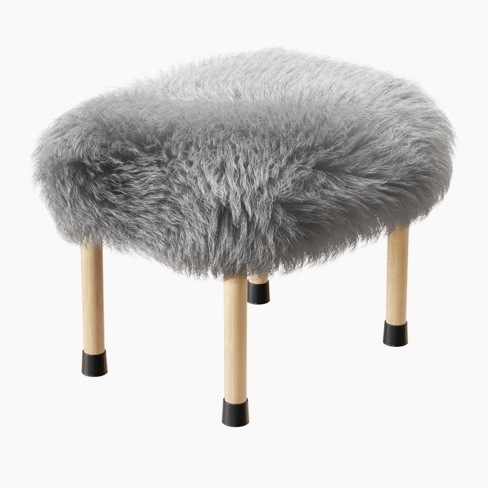 Nerys Sheepskin Footstool 3D model_1
