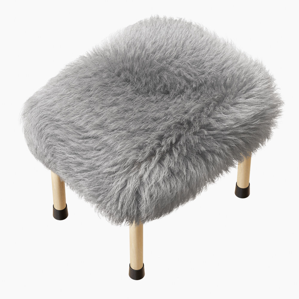 Nerys Sheepskin Footstool 3D model_2