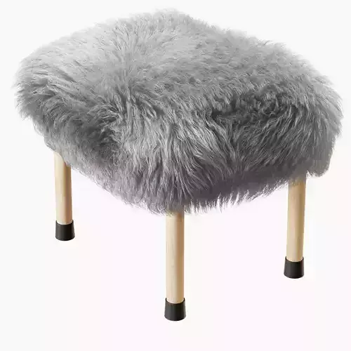 Nerys Sheepskin Footstool 3D model