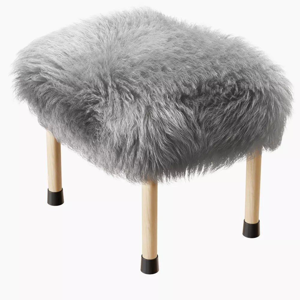 Nerys Sheepskin Footstool 3D model_0