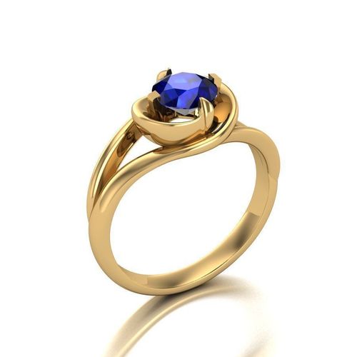 Ring with sapphire 6 mm 3D print model