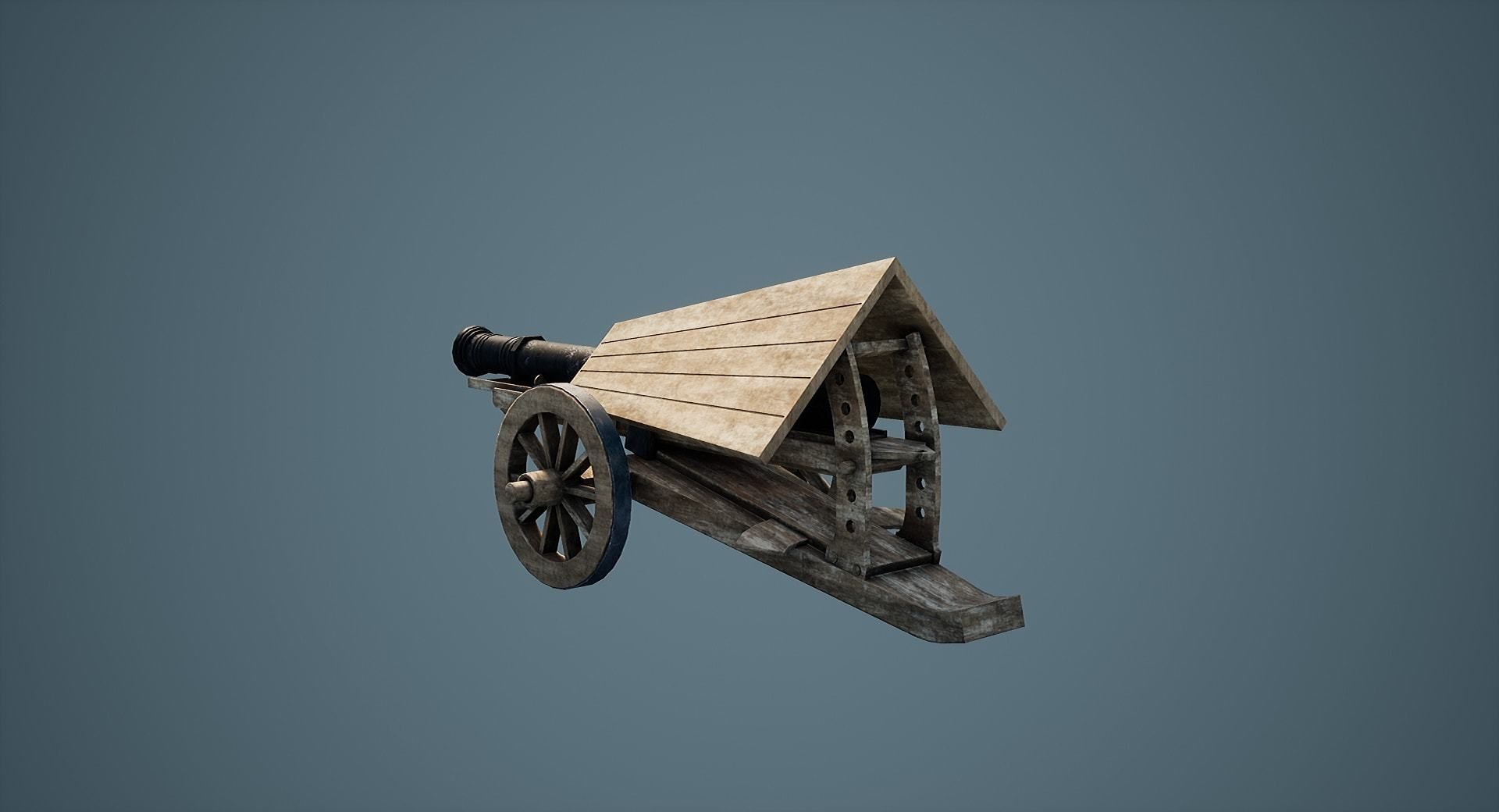 Da Vinci Cannon Game-ready model Free low-poly 3D model_8