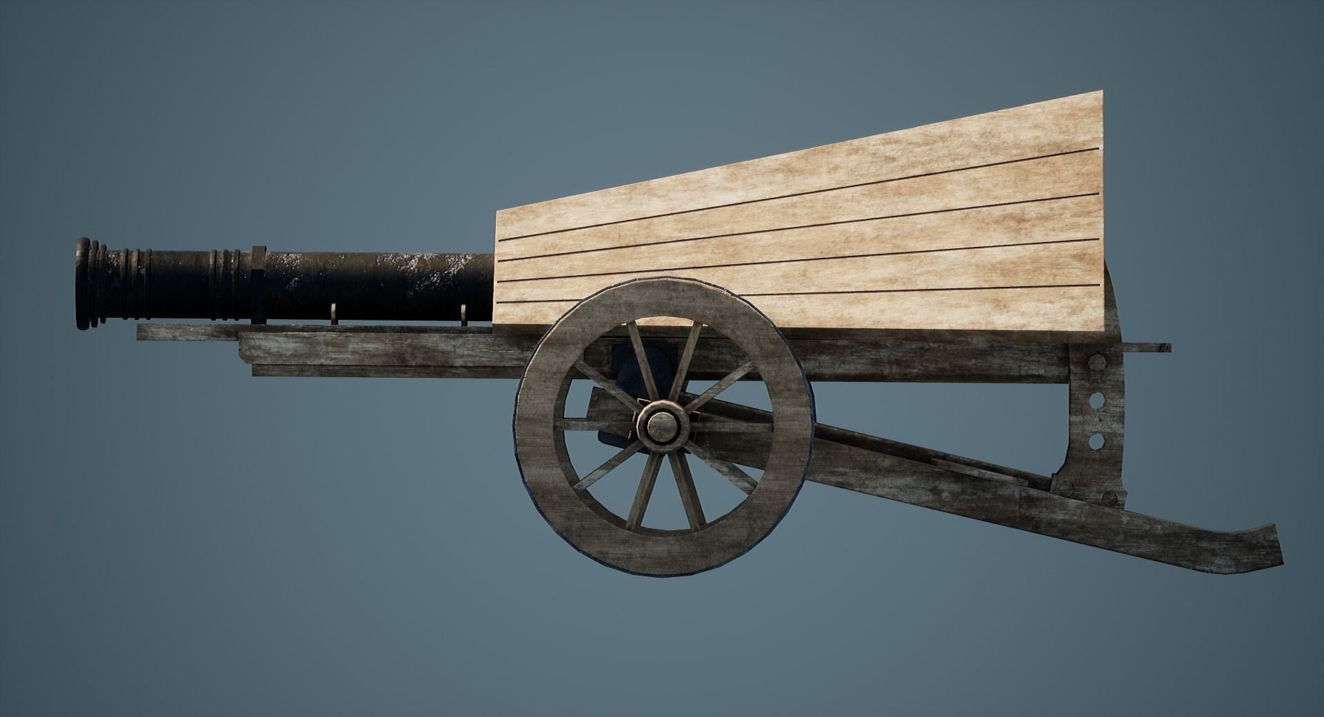 Da Vinci Cannon Game-ready model Free low-poly 3D model_4