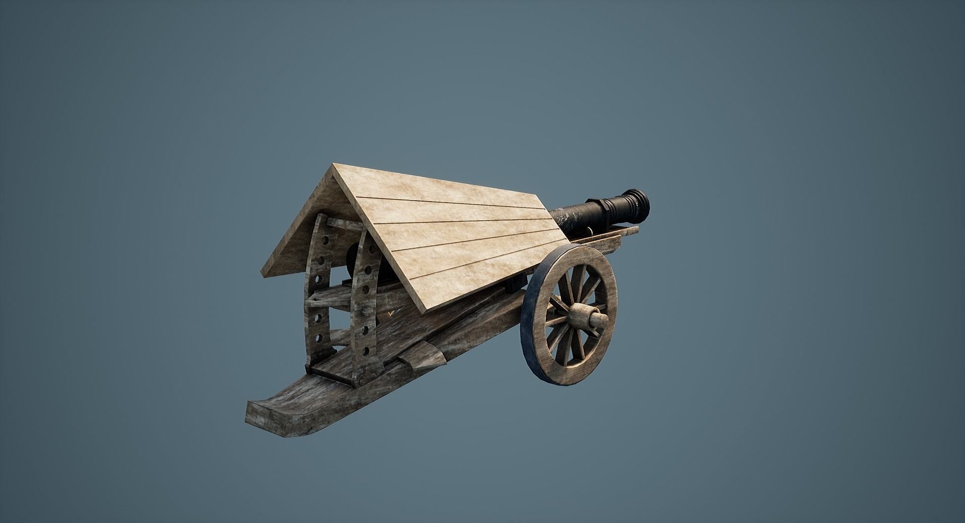 Da Vinci Cannon Game-ready model Free low-poly 3D model_2