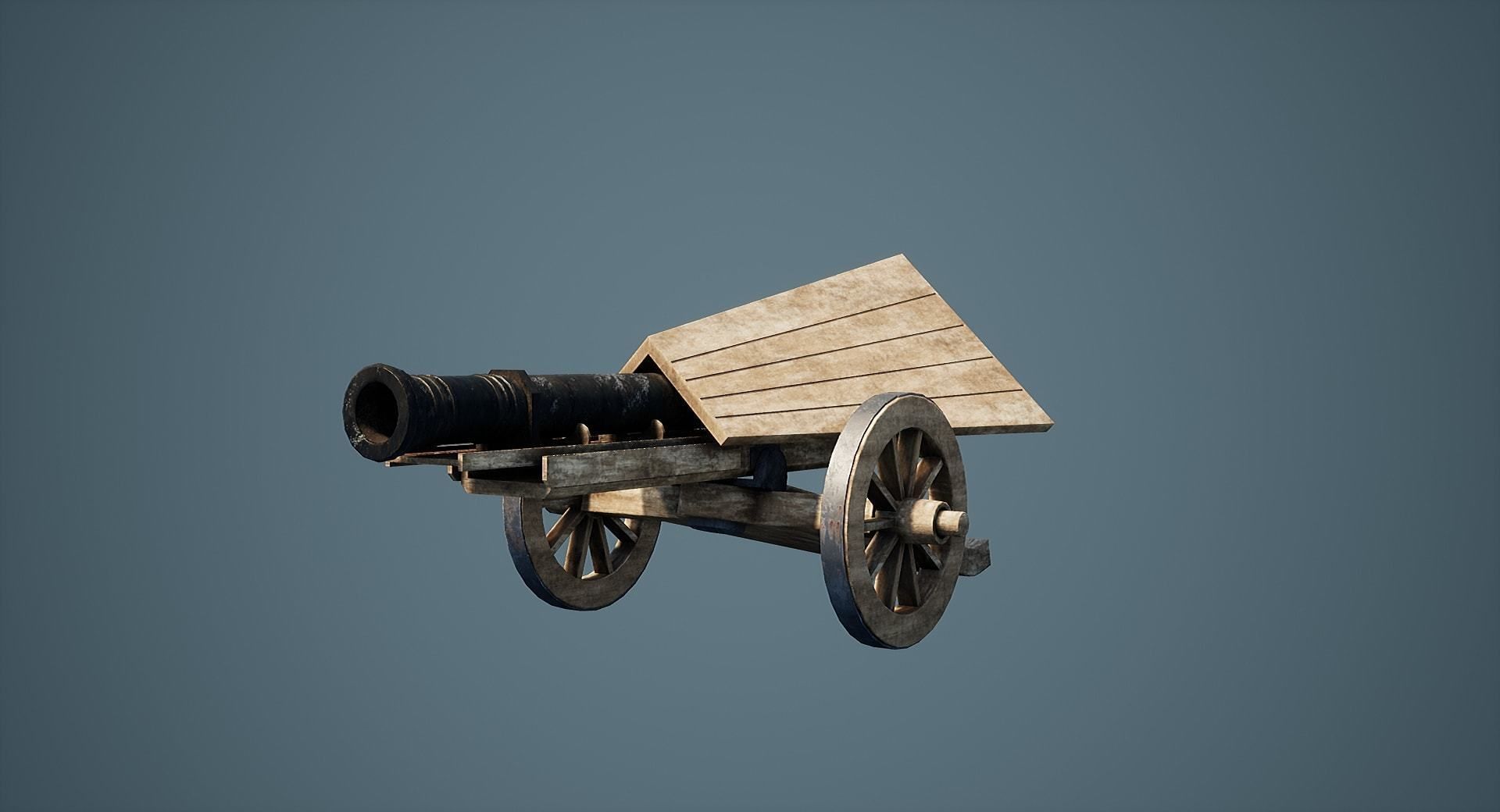 Da Vinci Cannon Game-ready model Free low-poly 3D model_1