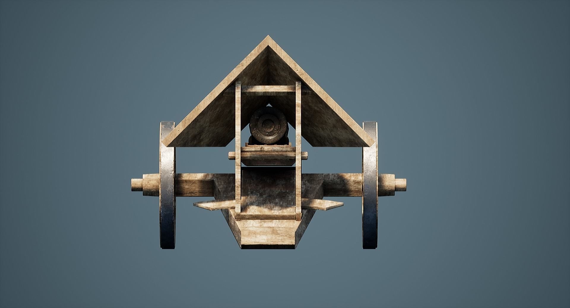 Da Vinci Cannon Game-ready model Free low-poly 3D model_6