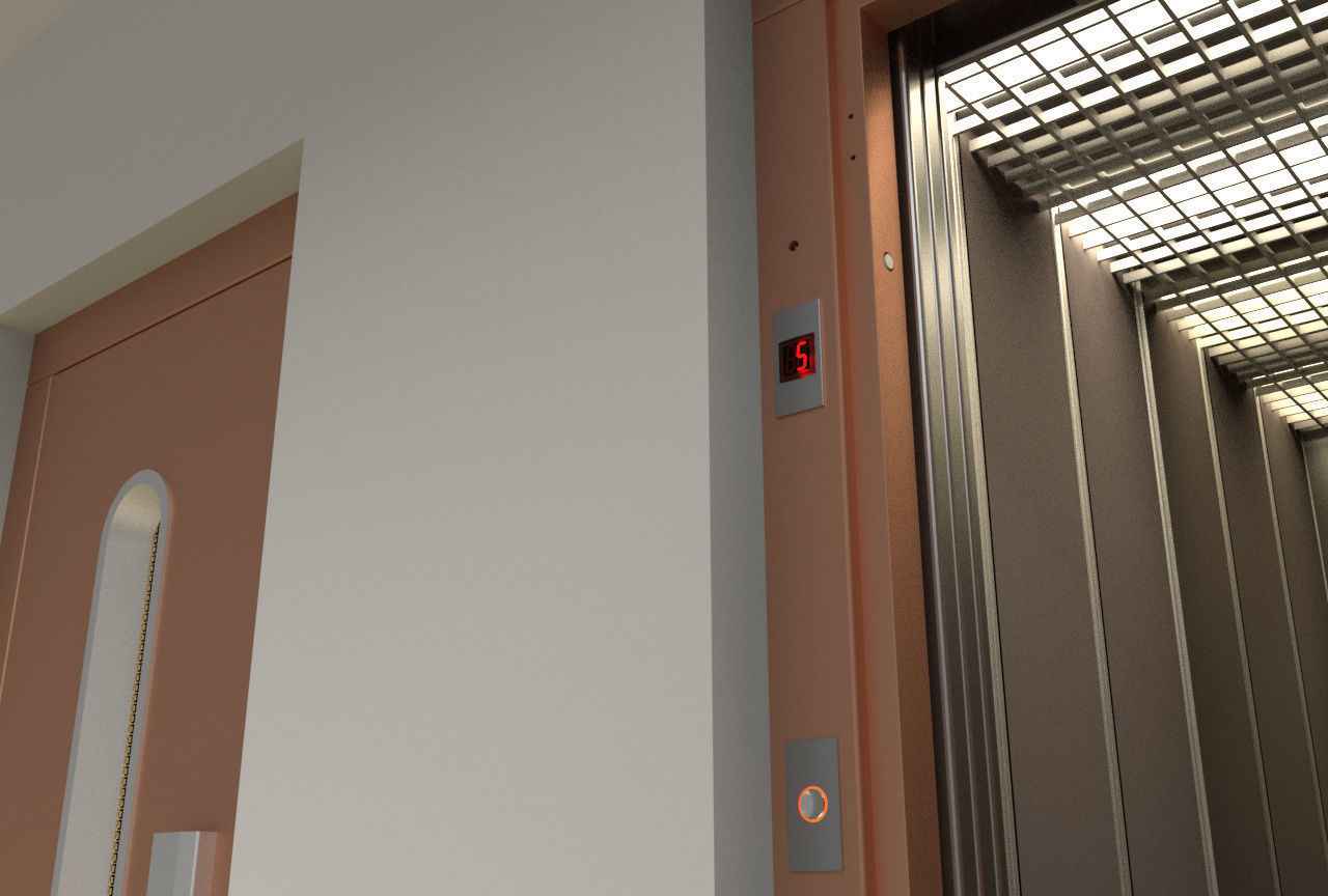 European vintage elevator - round window model 3D model_4