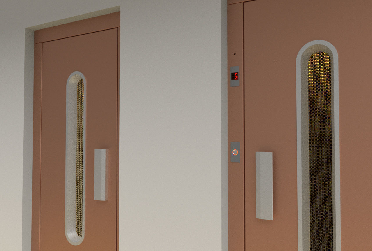 European vintage elevator - round window model 3D model_2