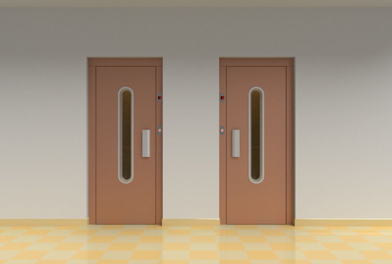 European vintage elevator - round window model 3D model_1