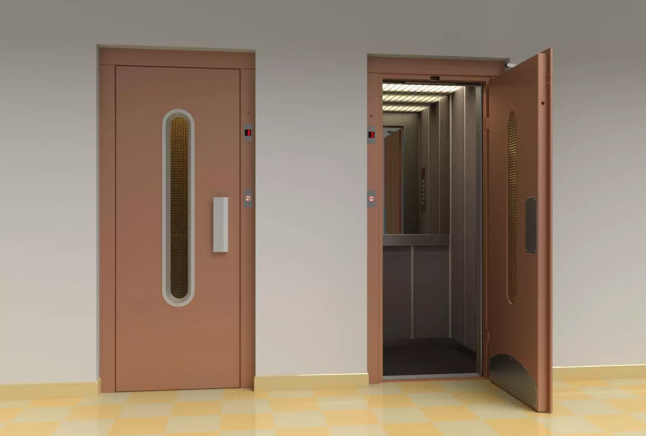 European vintage elevator - round window model 3D model_0