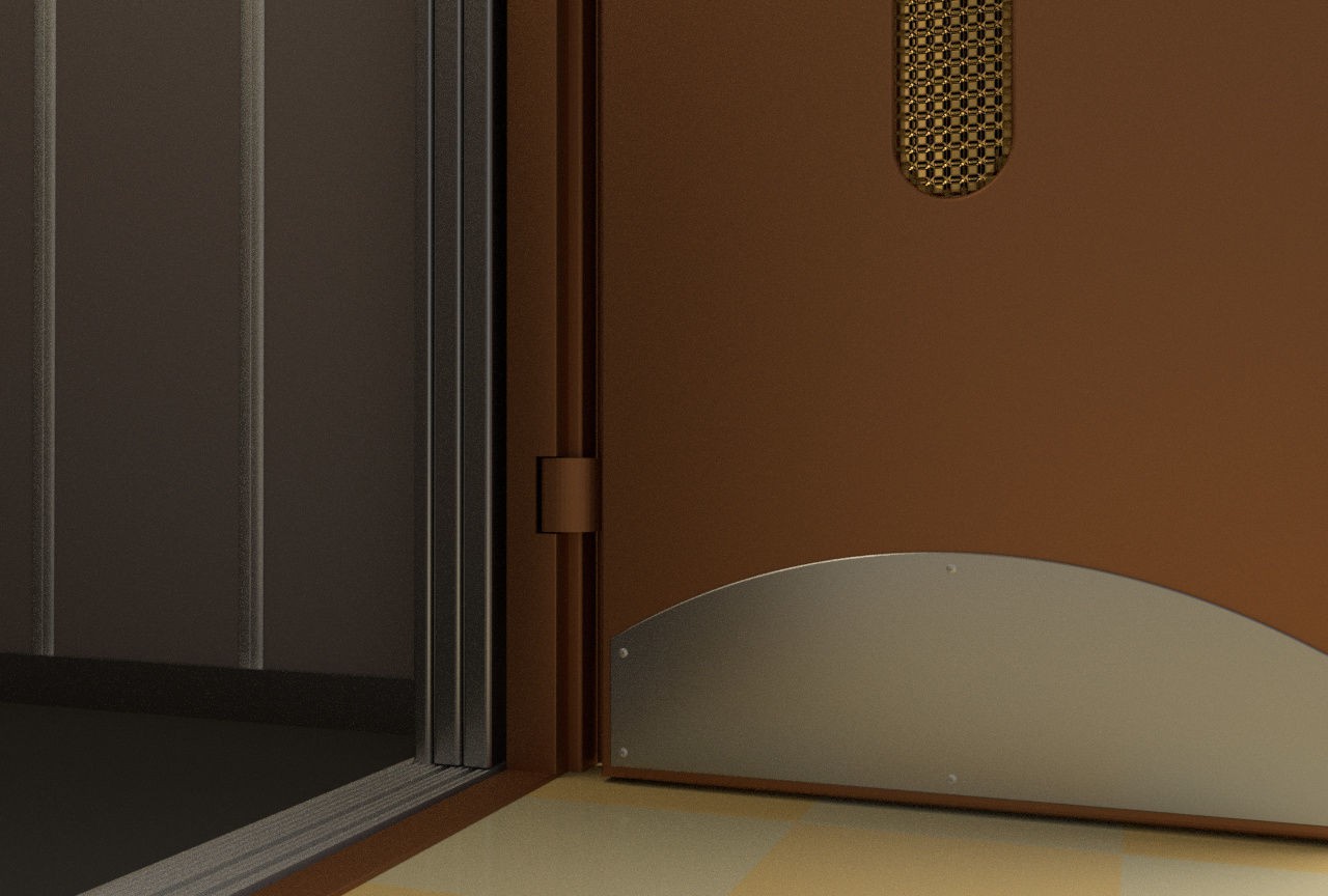 European vintage elevator - round window model 3D model_7