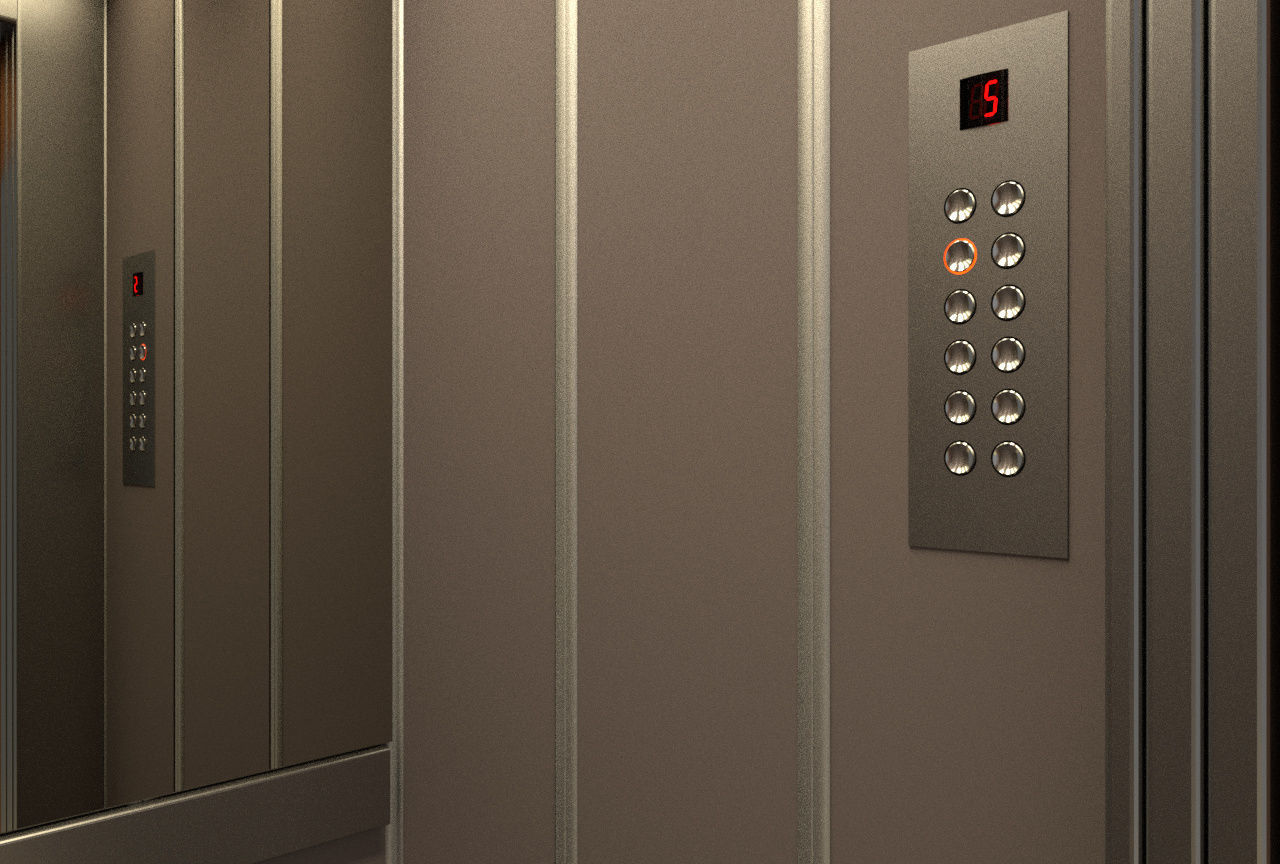 European vintage elevator - round window model 3D model_6