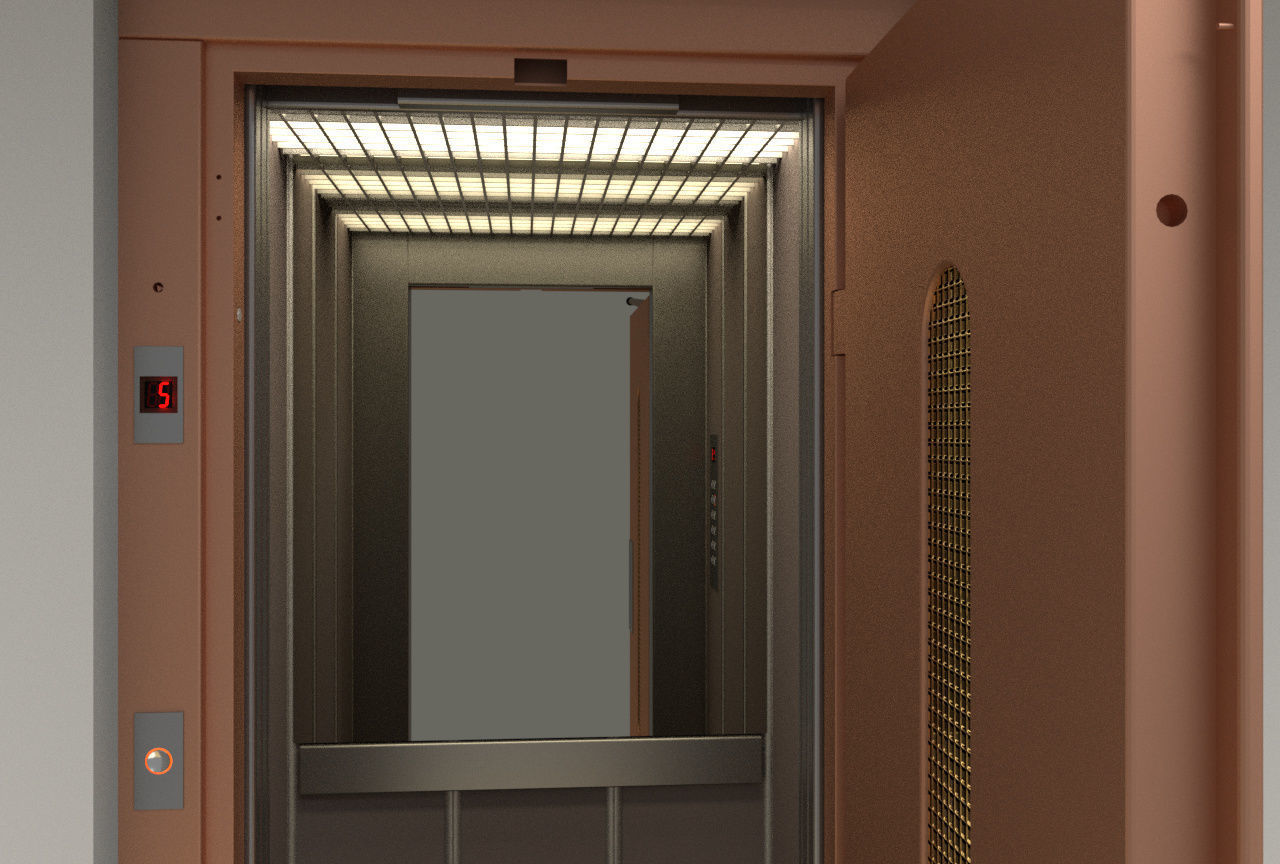 European vintage elevator - round window model 3D model_5